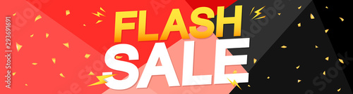 Flash Sale, web banner design template, discount horizontal poster, vector illustration