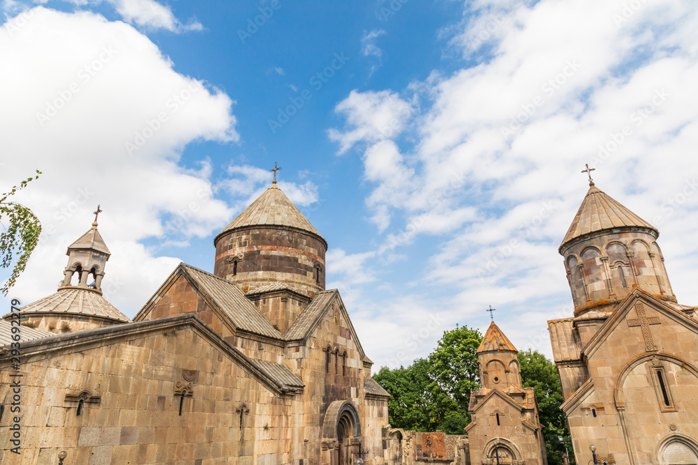 Western Asia, Eurasia, South Caucasus, Republic of Armenia. Tsakhkadzor. Kecharis Monastery. An 11th C. medieval monastic complex. Saint Grigor, Surp Nshan and Katoghike Churches.