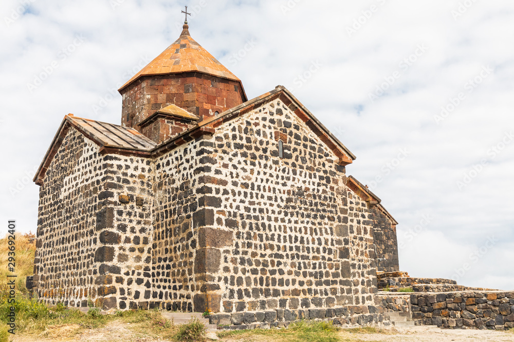 Fototapeta premium Western Asia, Eurasia, South Caucasus, Republic of Armenia. Sevan. The church of Surp Astvatsatsin at the Sevanavank Monastery complex on Lake Sevan.