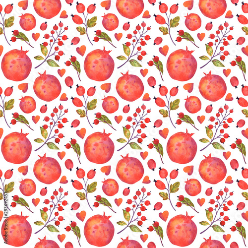 Fototapeta Naklejka Na Ścianę i Meble -  Autumn seamless pattern of bright watercolor elements. Suitable for fabrics, textiles, paper, cards and design