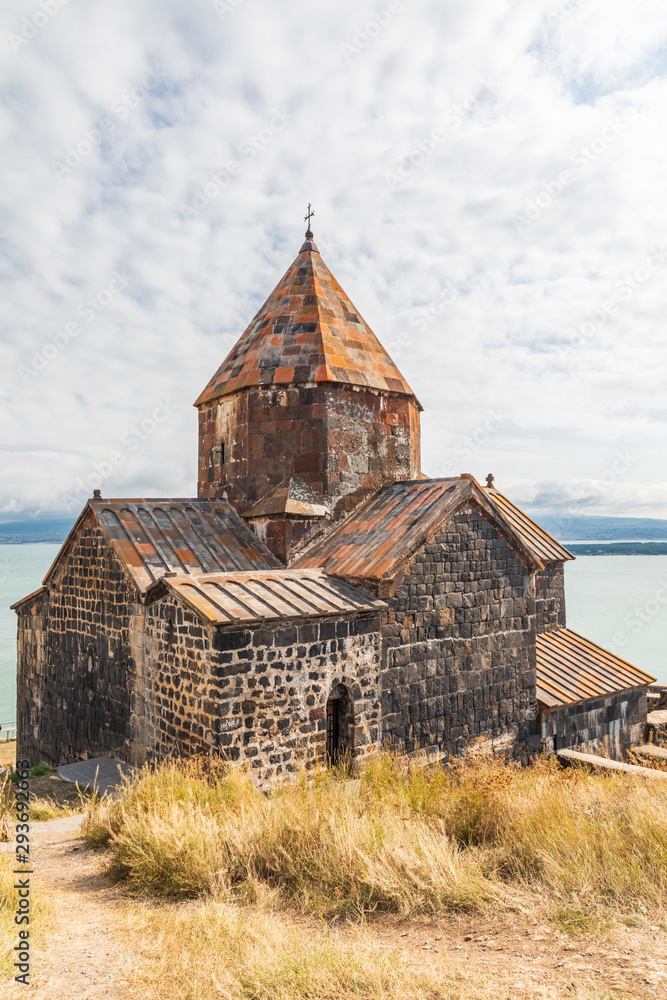 Western Asia, Eurasia, South Caucasus, Republic of Armenia. Sevan. The church of Surp Arakelots at the Sevanavank Monastery complex on Lake Sevan.