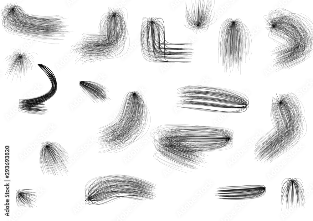 Set of  black curved wavy lines brush