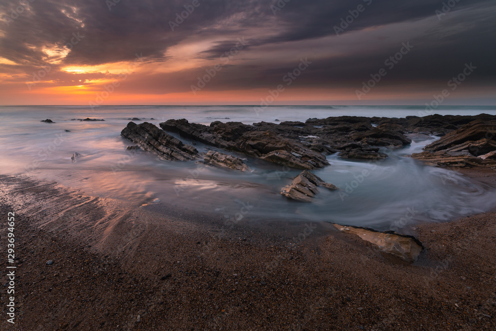 Sunset at Bidart's beach next to Biarritz, Basque Country.