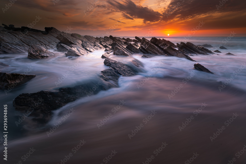 Sunset at Bidart's beach next to Biarritz, Basque Country.