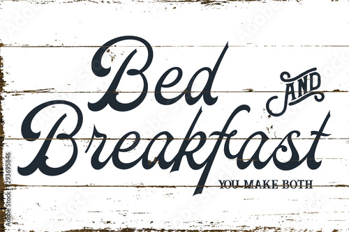 Vintage Farmhouse Bed and Breakfast Sign with Shiplap Design
