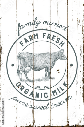 Vintage Farmhouse Organic Milk Sign with Shiplap Design
