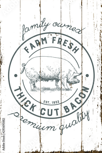 Vintage Farmhouse Thick Cut Bacon Sign with Shiplap Design