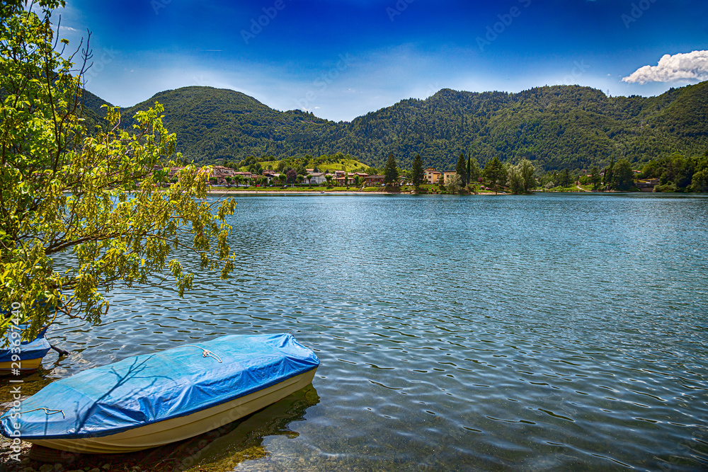 Amazing view landscape with beatiful view of Lake of Idro in north of Italy