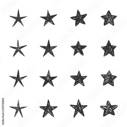 Star doodles. Hand drawn stars collection.