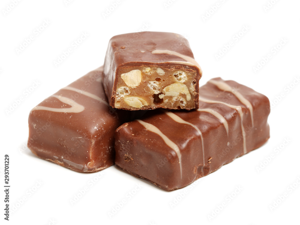 Chocolate peanut candy on white background Chocolate peanut candy on white background
