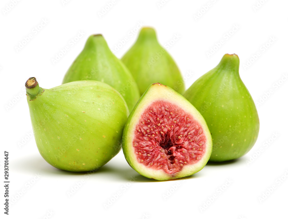 Ripe figs on a white background