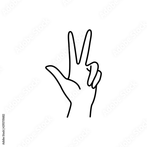 Woman's Hand with three finger pointing up icon line. Vector Illustration of female hands gesture. Lineart in a trendy minimalist style. For logo, postcards, posters, t-shirt print