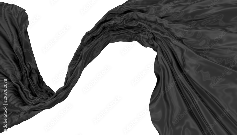 Abstract background of black wavy silk or satin. 3d rendering image. Abstract background of black wavy silk or satin. 3d rendering image.