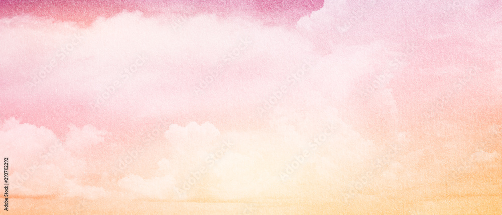 Fototapeta artystyczna puszysta chmura i niebo z gradientowym kolorem z grunge papierową teksturą, natura abstrakta tło