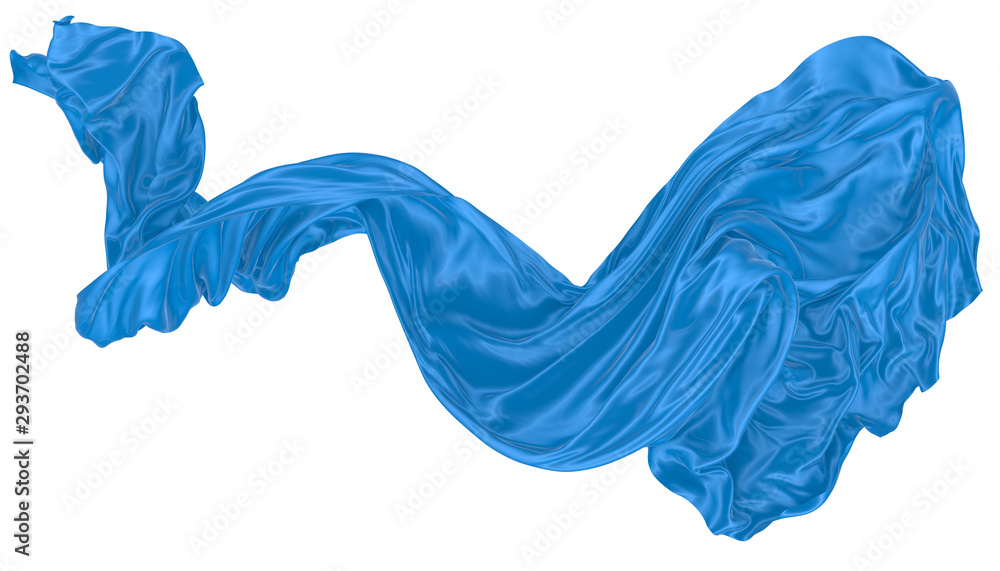 Plakat Abstract background of blue wavy silk or satin. 3d rendering image.