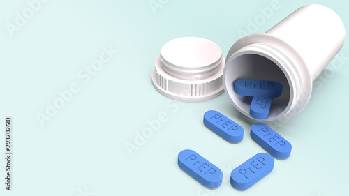 Картината върху платно PrEP is HIV prevention pill for medical concept 3d rendering.