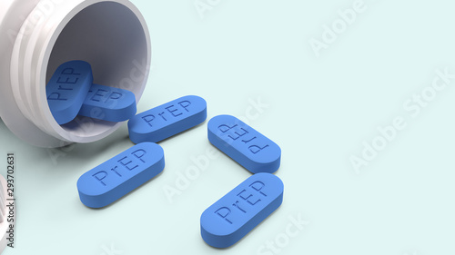 Фотография PrEP is HIV prevention pill for medical concept 3d rendering.