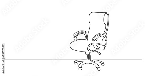 continuous line drawing of executive office chair with arm rests
