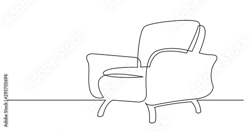 continuous line drawing of spacious modern armchair