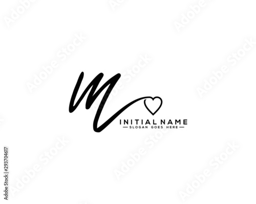 M Initial handwriting Love logo vector