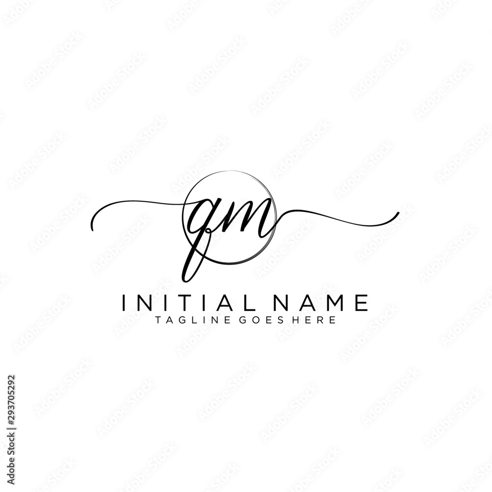 QM Initial handwriting logo with circle template vector. QM Initial handwriting logo with circle template vector.