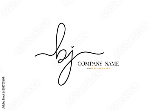 B J BJ Initial handwriting logo design with circle. Beautyful design handwritten logo for fashion, team, wedding, luxury logo.