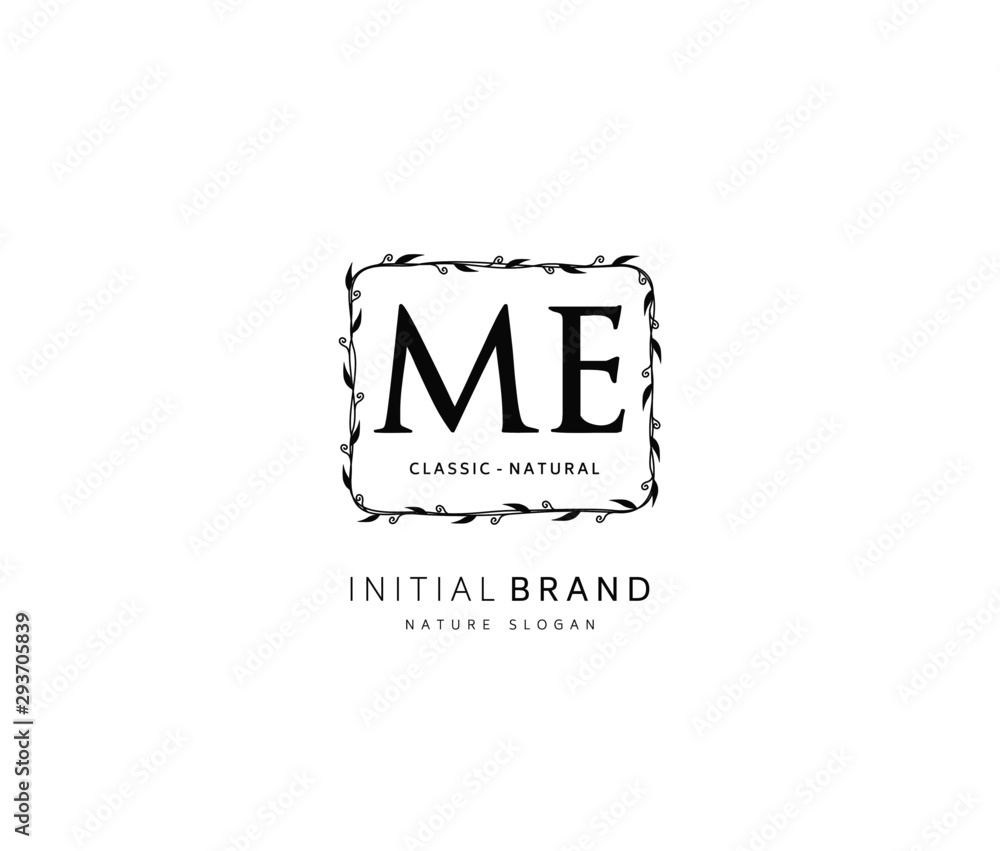 M E ME Beauty vector initial logo, handwriting logo of initial signature, wedding, fashion, jewerly, boutique, floral and botanical with creative template for any company or business. M E ME Beauty vector initial logo, handwriting logo of initial signature, wedding, fashion, jewerly, boutique, floral and botanical with creative template for any company or business.