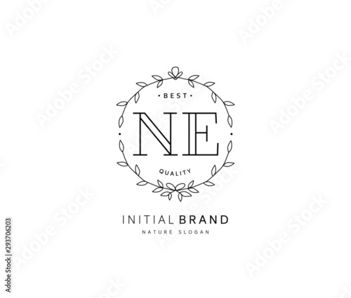N E NE Beauty vector initial logo, handwriting logo of initial signature, wedding, fashion, jewerly, boutique, floral and botanical with creative template for any company or business.