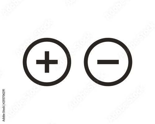 Plus and minus icon symbol vector photo