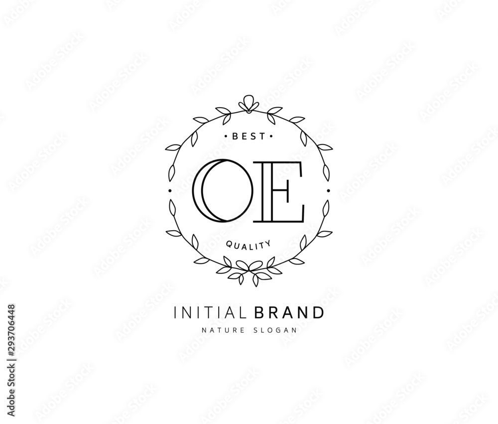 Fototapeta premium O E OE Beauty vector initial logo, handwriting logo of initial signature, wedding, fashion, jewerly, boutique, floral and botanical with creative template for any company or business.