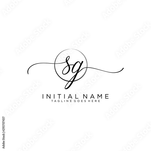 SG Initial handwriting logo with circle template vector.