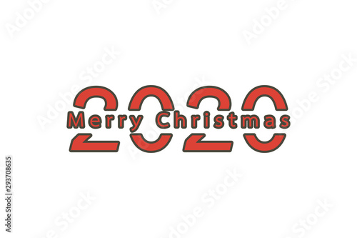 Free Download 2020 number with Merry Christmas word - vector flat style - GFXLoad