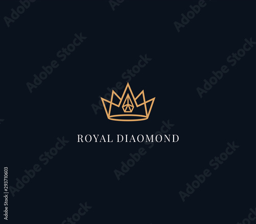 crown logo design element , diamond royal logo design template 