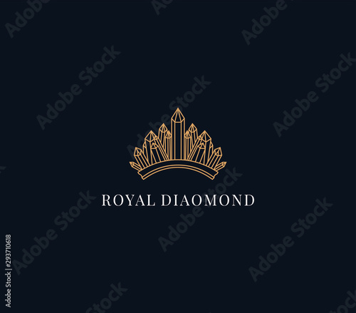 crown logo design element , diamond royal logo design template 
