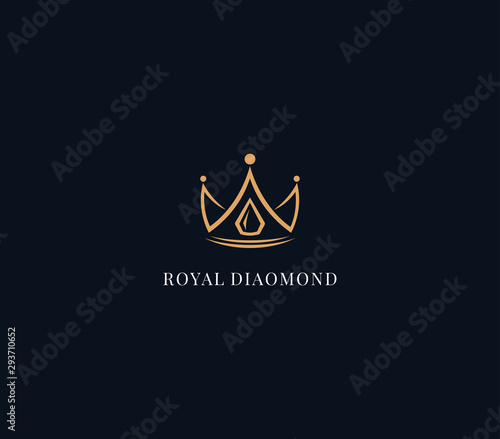 crown logo design element , diamond royal logo design template 