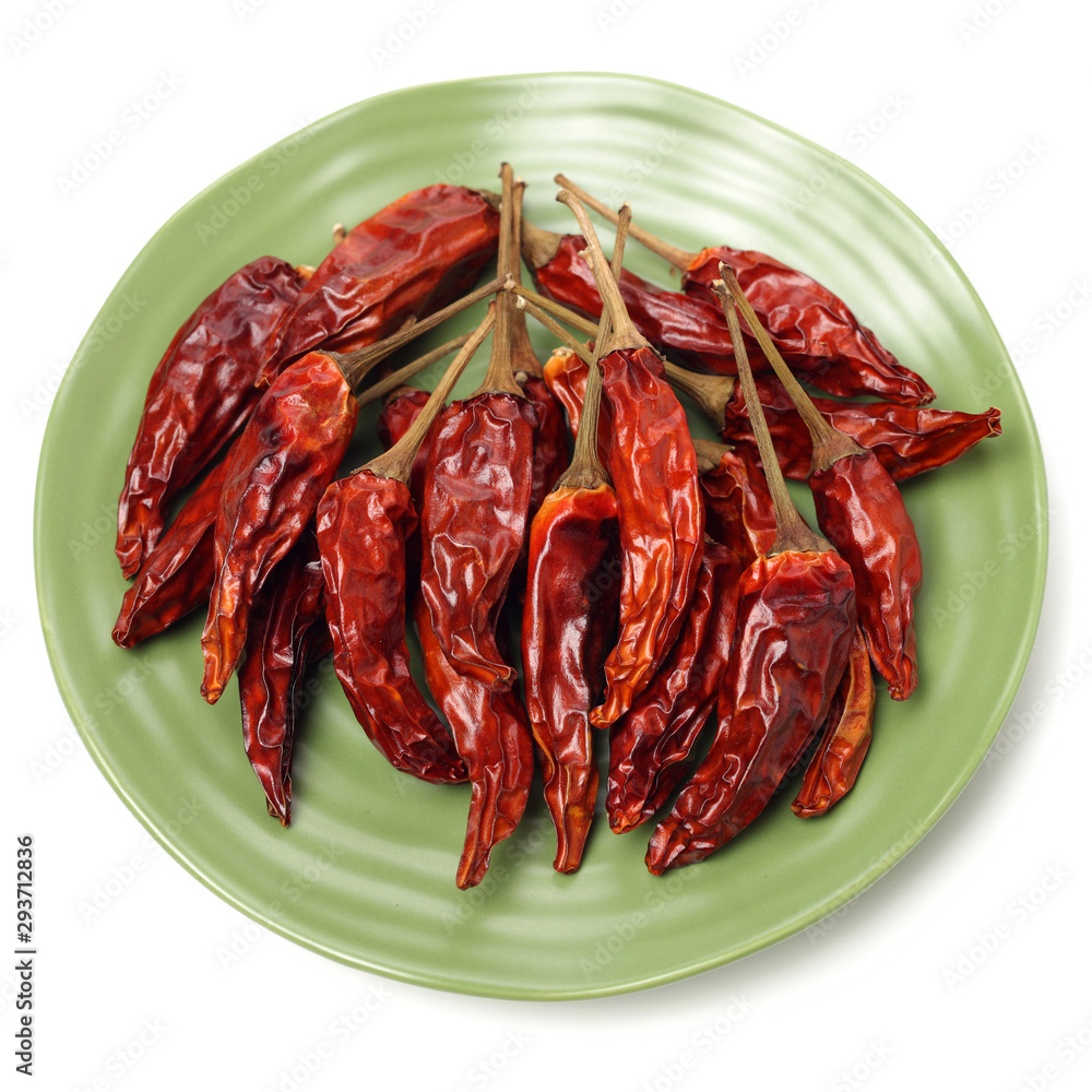 dry red pepper on white background