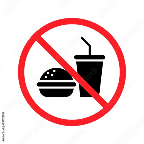 No food no drinks sign. High quality prohibition sign isolated on white.