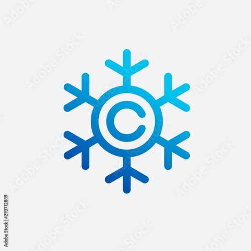 Cold logo design with snowflake concept
