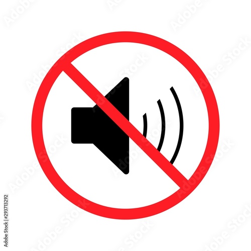 The no sound icon. Volume Off symbol. Flat Vector illustration. High quality prohibition sign isolated on white.