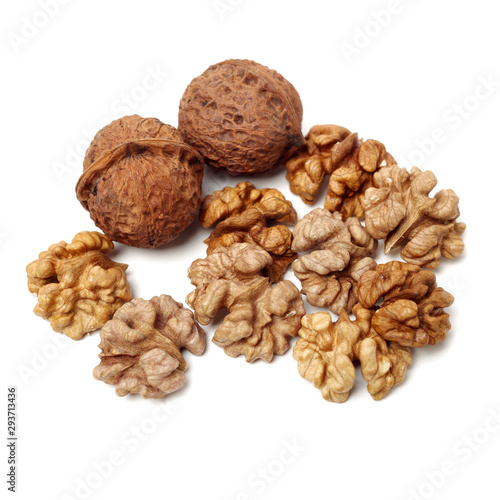 walnuts on white background 