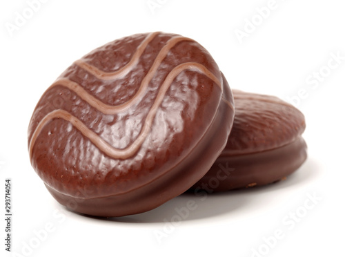 chocolate cake on white background 