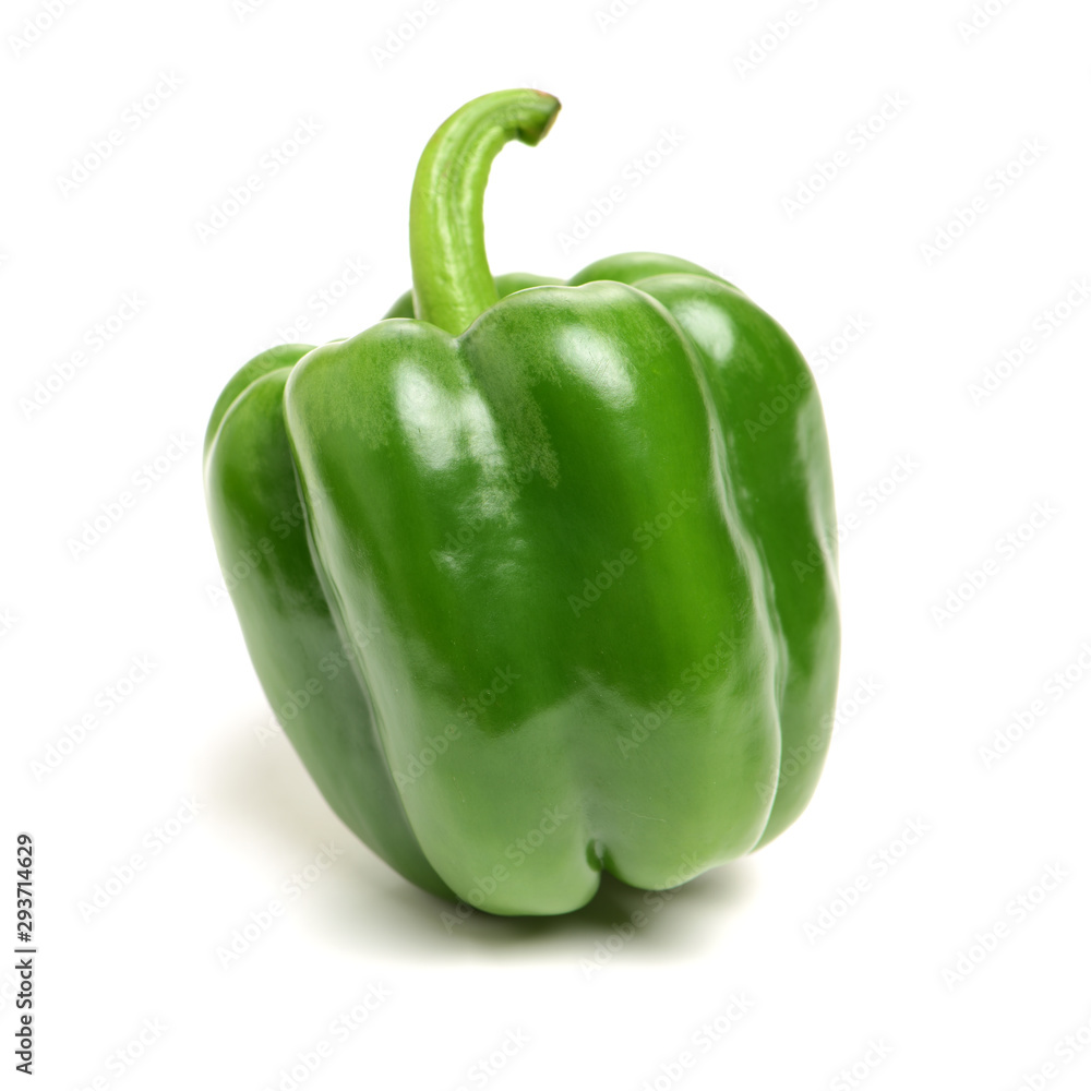 fresh green bell pepper (capsicum) on a white background fresh green bell pepper (capsicum) on a white background