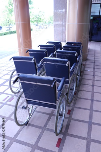 rows of wheelchairs