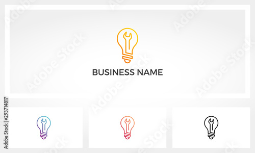 Wrench Inside A Lightbulb Logo Design