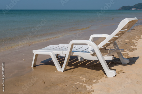 Beach chair at sunny coast at the beach © pandaclub23