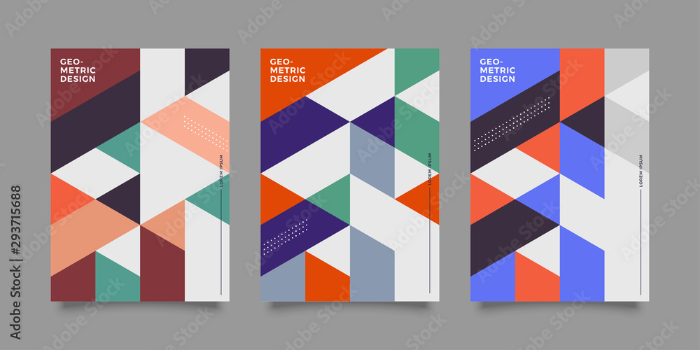 Placard templates set with Geometric shapes, Geometric art for covers, banners, flyers and posters. Eps10 vector illustrations