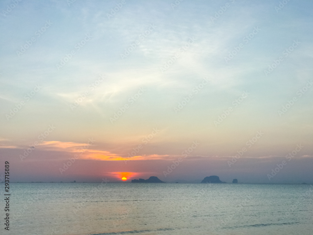 Fototapeta premium Sky over the beach and the boat before sunset