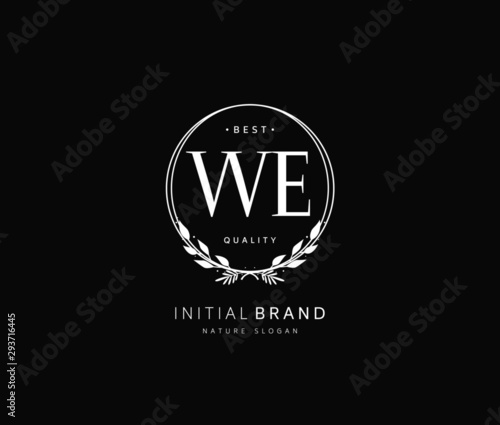 W E WE Beauty vector initial logo, handwriting logo of initial signature, wedding, fashion, jewerly, boutique, floral and botanical with creative template for any company or business.