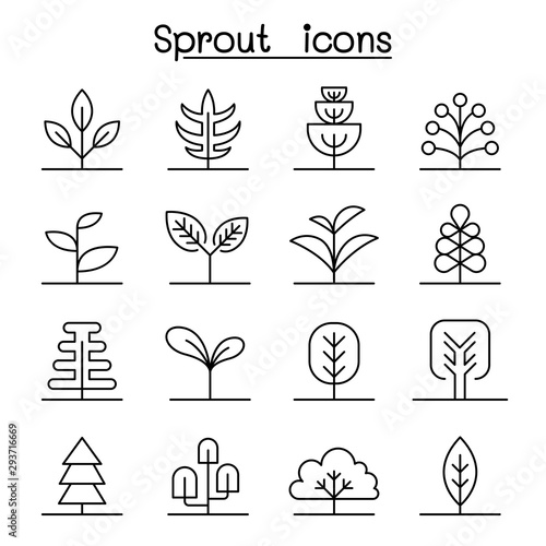 Sprout icon set in thin line style