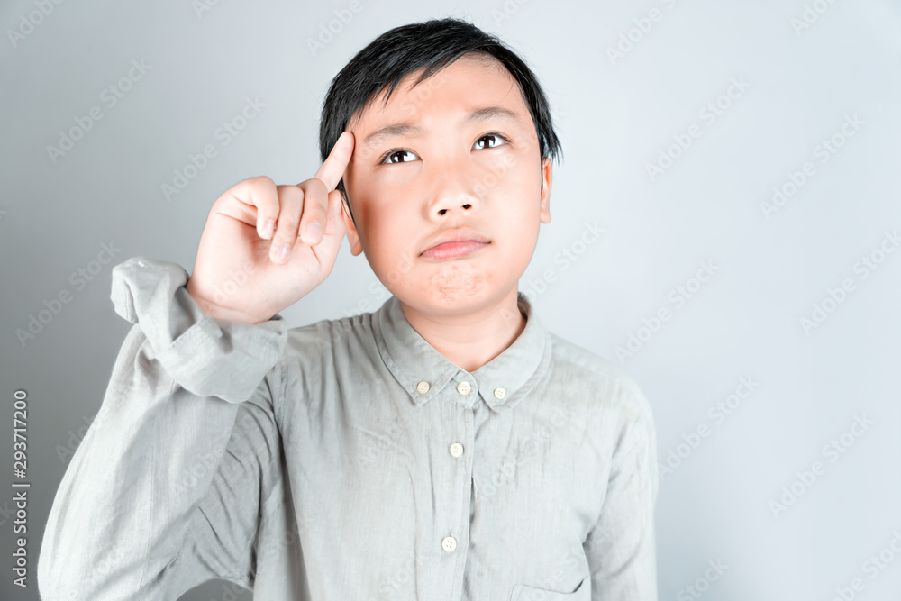 Little boy thinking for stress concept Little boy thinking for stress concept
